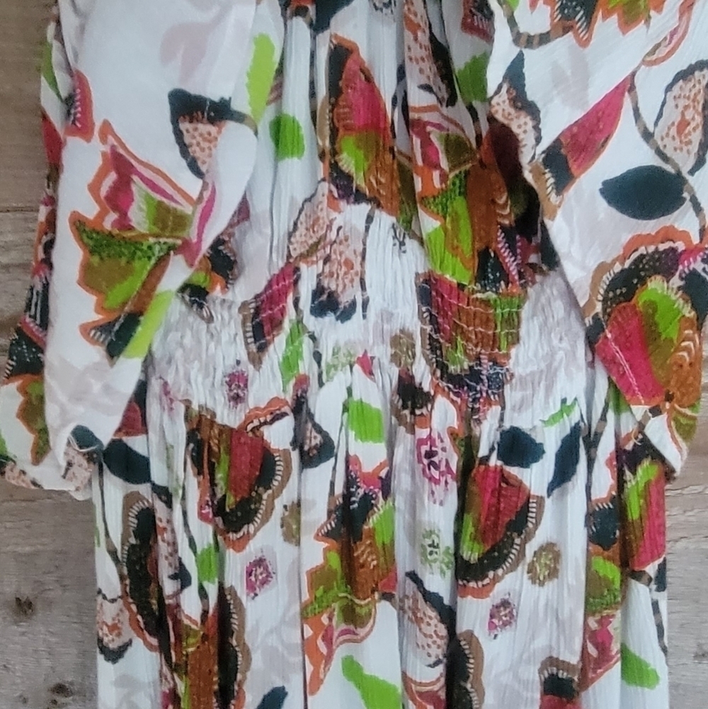 RAGA Floral Halter Dress with White Fringe Trim Size XSmall - Picture 4 of 7